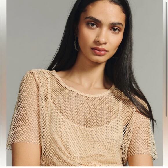 Anthropologie Sequin Sparkle Mesh Blouse - Picture 1 of 10